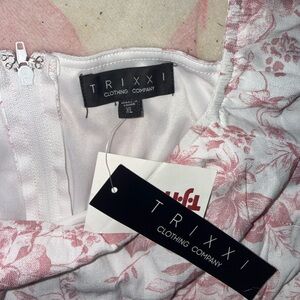 Trixxi White Dress with Pink Floral Print